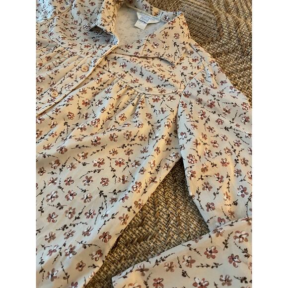 vintage Sears brown flowers long sleeve button up Blouse 70s retro size 18 - Picture 2 of 9